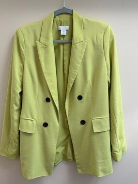 House of Harlow Citron Green Double-Breasted Blazer